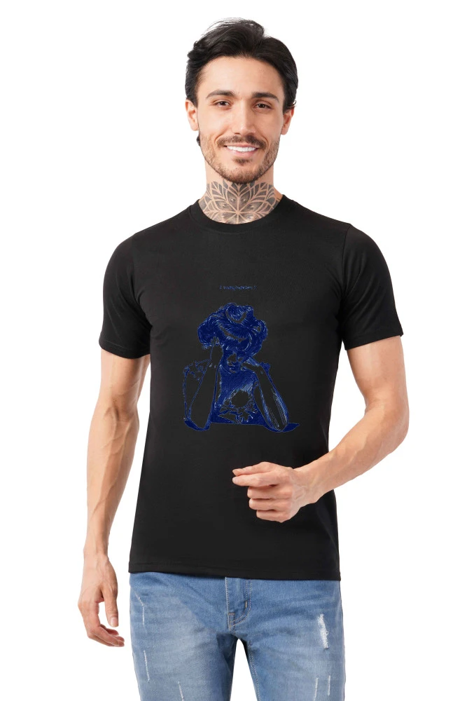 Men's Cotton Lycra Graphic T-Shirt Round Neck Regular Size